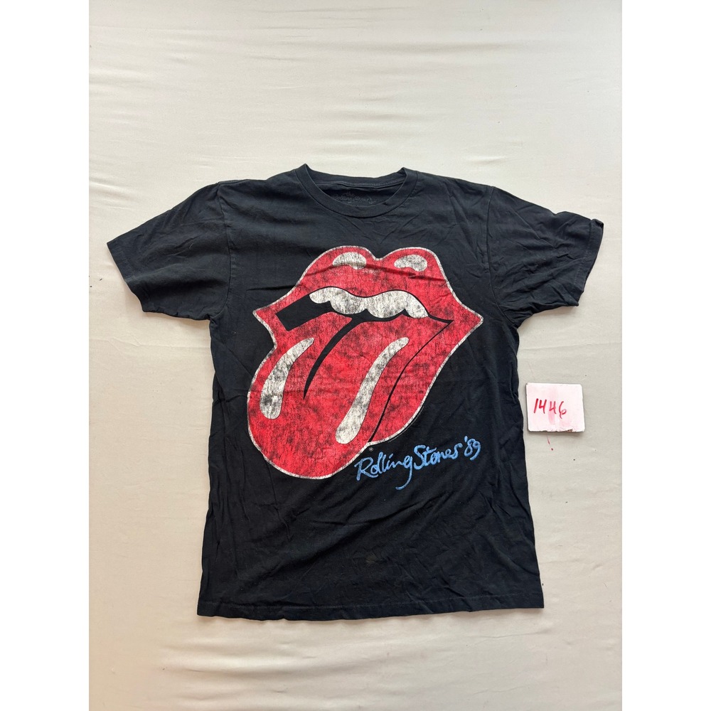 Rolling Stones 89 Tongue Logo Graphic T-Shirt Black Mens Small Rock Band Tee